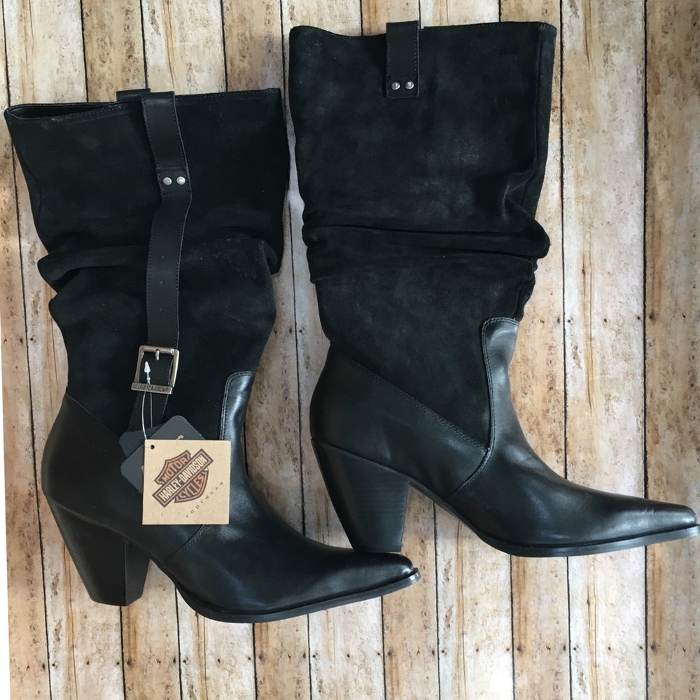 Harley Davidson Bianca black tall suede boot sz 9